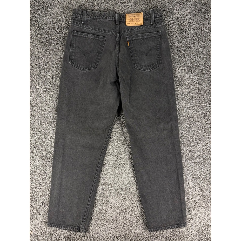 Vintage Levis 555 Relaxed Fit Straight Leg Orange Tab Black Jeans 36x30 USA Made